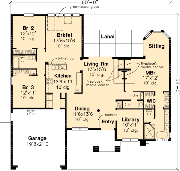 Florida One-Story Level One of Plan 51142