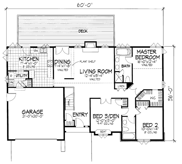 One-Story Ranch Level One of Plan 51149