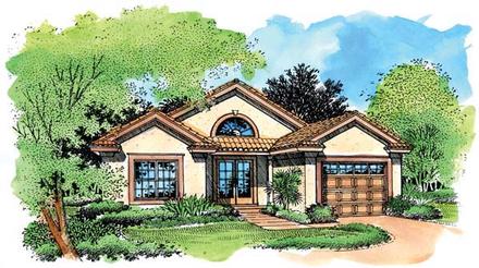 Narrow Lot One-Story Southwest Elevation of Plan 51151