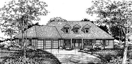 Country One-Story Elevation of Plan 51158