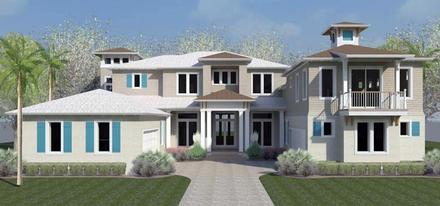 Coastal European Florida Southern Traditional Elevation of Plan 51202