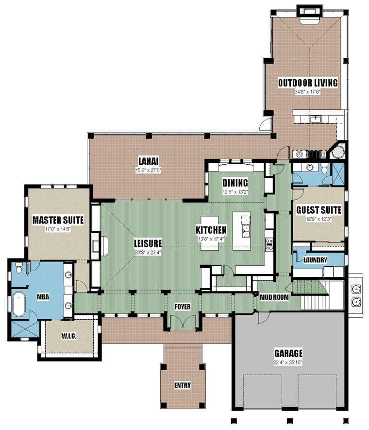 Coastal Florida Southern Traditional Level One of Plan 51204