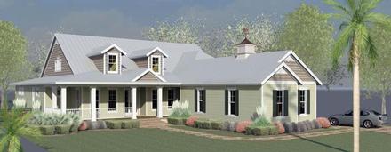 Coastal Cottage Country Craftsman Farmhouse Florida Ranch Southern Traditional Elevation of Plan 51205