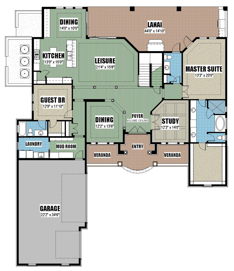 European Florida Mediterranean Southern Southwest Level One of Plan 51207