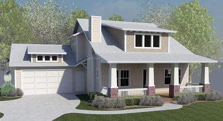 Bungalow Cabin Cape Cod Coastal Cottage Country Craftsman Florida Southern Traditional Elevation of Plan 51213