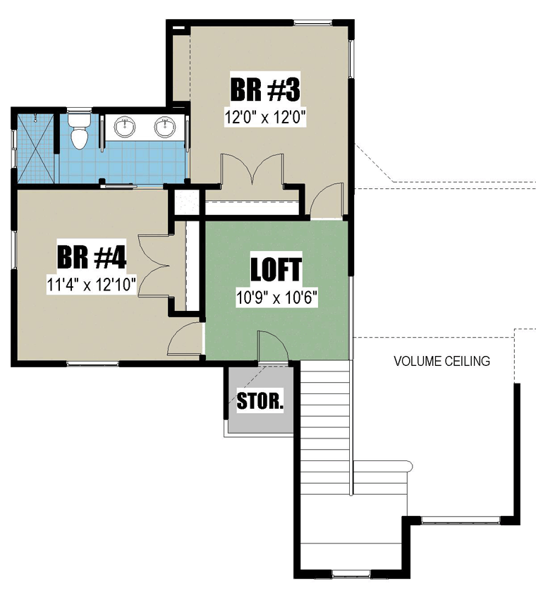 Coastal Cottage Country Florida Southern Traditional Level Two of Plan 51214