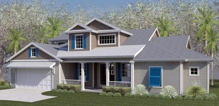 Coastal Cottage Country Florida Southern Traditional Elevation of Plan 51214