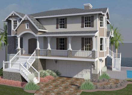 Coastal Country Craftsman Farmhouse Florida Southern Traditional Elevation of Plan 51217