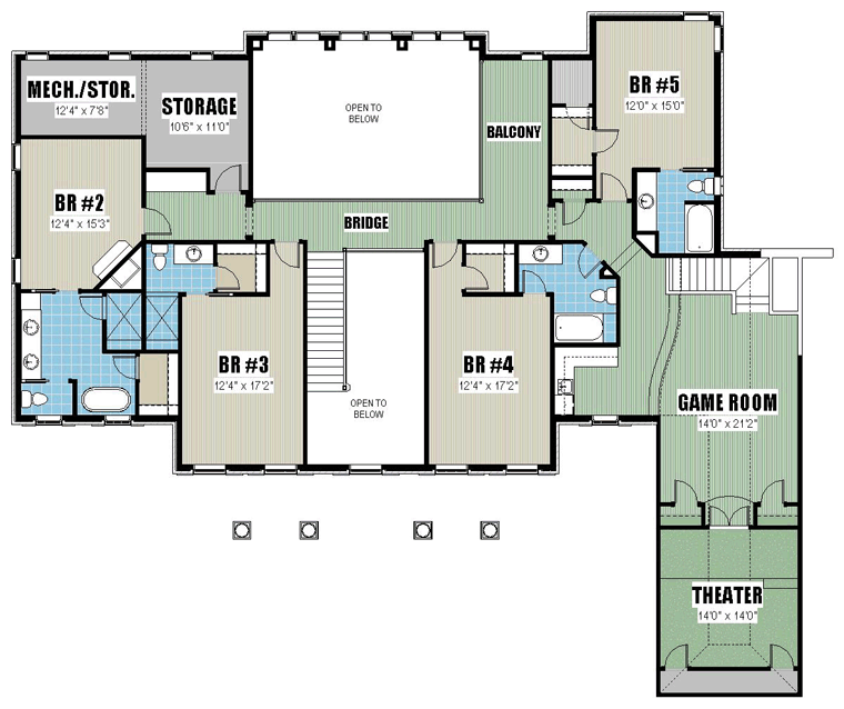 Colonial Florida Southern Traditional Level Two of Plan 51218