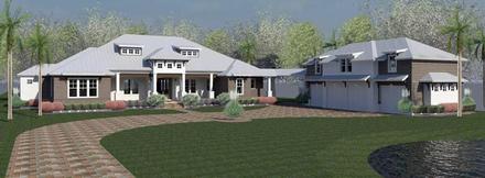 Coastal Country Farmhouse Florida Ranch Southern Traditional Elevation of Plan 51219