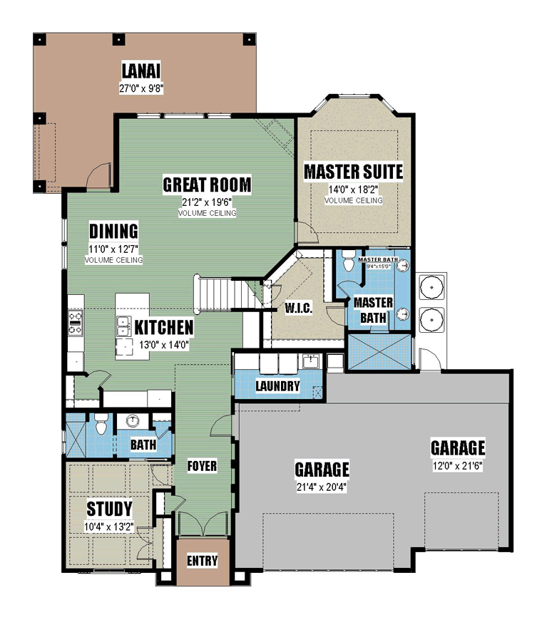 Coastal Cottage Florida Southern Traditional Level One of Plan 51222