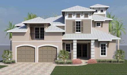 Coastal Florida Southern Elevation of Plan 51224