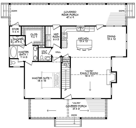 House Plan 51411 First Level Plan