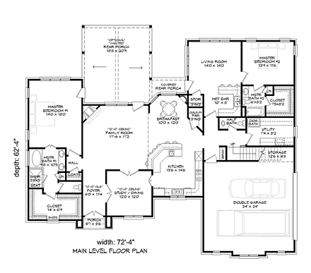 House Plan 51416 First Level Plan