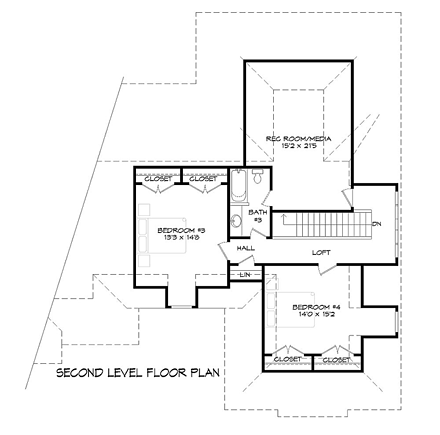 House Plan 51416 Second Level Plan