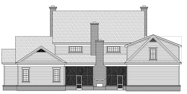 Colonial Southern Rear Elevation of Plan 51418