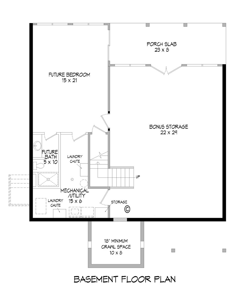 Cabin Cottage Country Southern Lower Level of Plan 51421