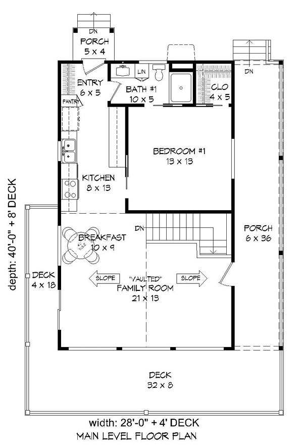 Cabin Contemporary Country Level One of Plan 51426