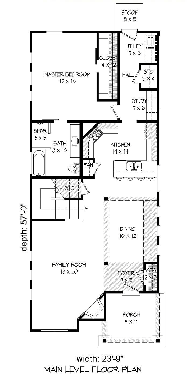 Country Craftsman Traditional Level One of Plan 51435