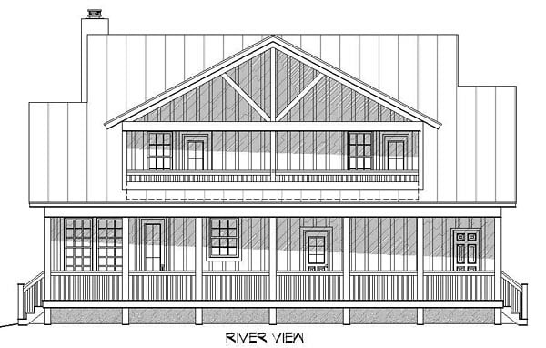 Country Southern Rear Elevation of Plan 51437