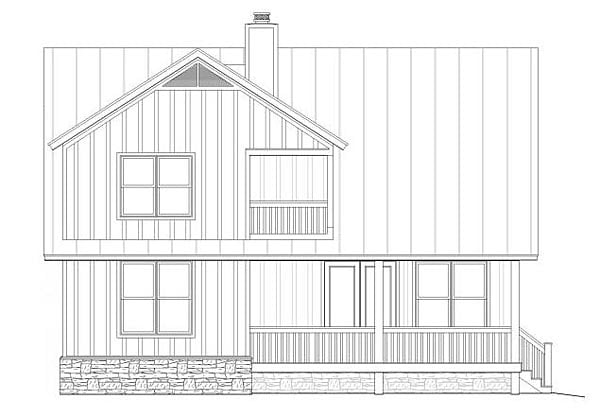 Country Rear Elevation of Plan 51440
