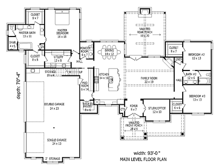 House Plan 51445 First Level Plan