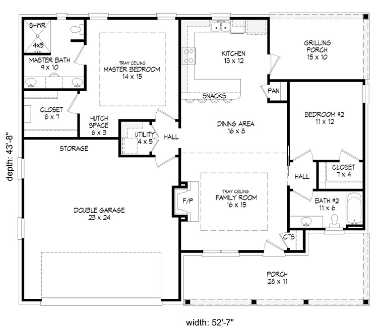 Ranch Traditional Level One of Plan 51455