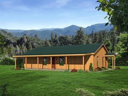 Cabin Country Ranch Southern Elevation of Plan 51456