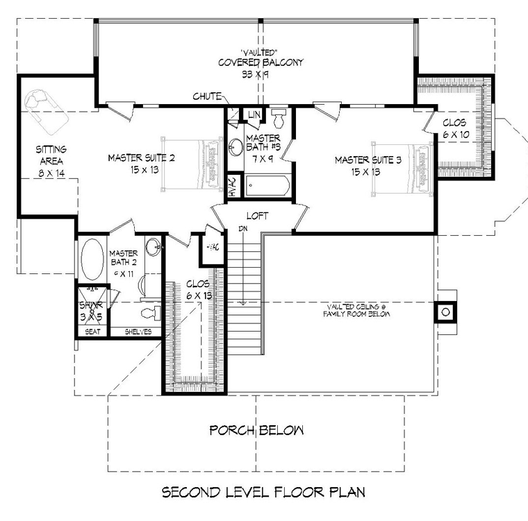 Cottage Country Southern Traditional Level Two of Plan 51457