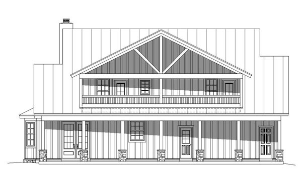 Cottage Country Southern Traditional Rear Elevation of Plan 51457