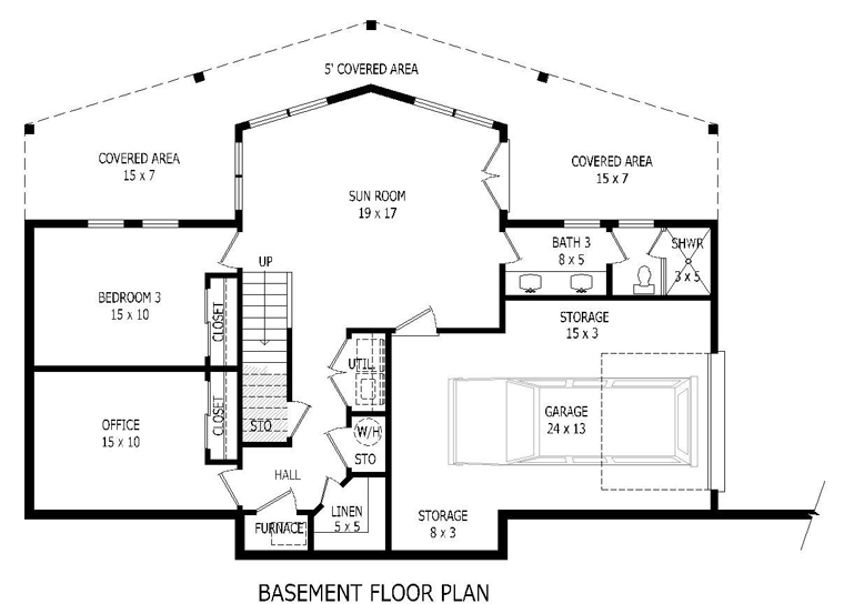 Contemporary Country Lower Level of Plan 51459