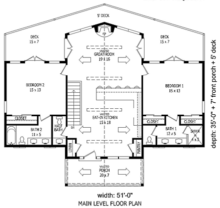 House Plan 51459 First Level Plan