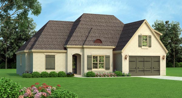 European Plan with 2528 Sq. Ft., 4 Bedrooms, 3 Bathrooms, 2 Car Garage Elevation