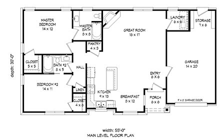 House Plan 51470 First Level Plan