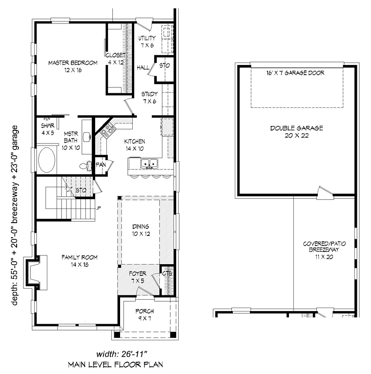 Cottage Craftsman Traditional Level One of Plan 51471