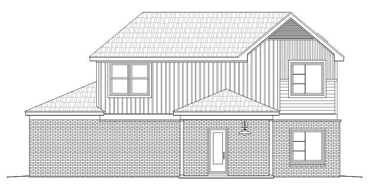 Contemporary Traditional Rear Elevation of Plan 51472