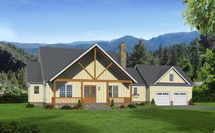Contemporary Country Southern Elevation of Plan 51477