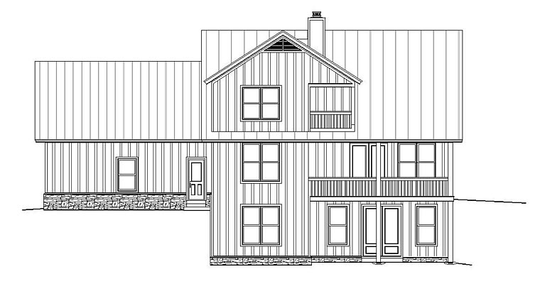 Country Ranch Southern Rear Elevation of Plan 51486