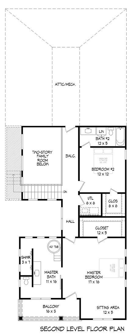 House Plan 51496 Second Level Plan