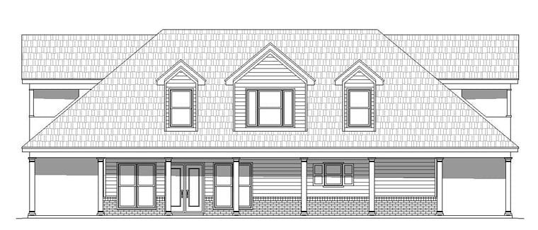 Country Southern Traditional Rear Elevation of Plan 51511