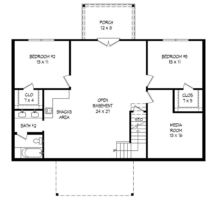 Contemporary Traditional Lower Level of Plan 51513