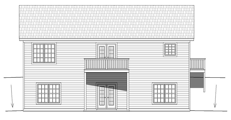 Contemporary Traditional Rear Elevation of Plan 51513