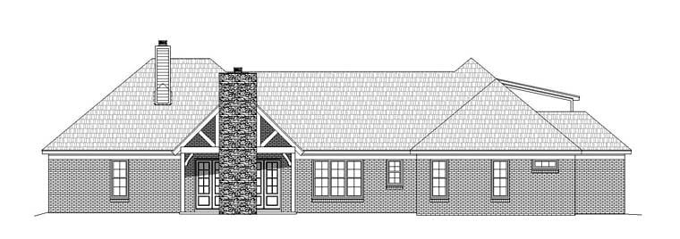 Country Craftsman Southern Traditional Rear Elevation of Plan 51516