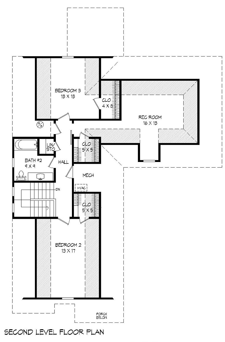 Cottage Southern Traditional Level Two of Plan 51520