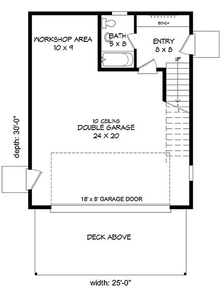 Garage-Living Plan 51521 First Level Plan