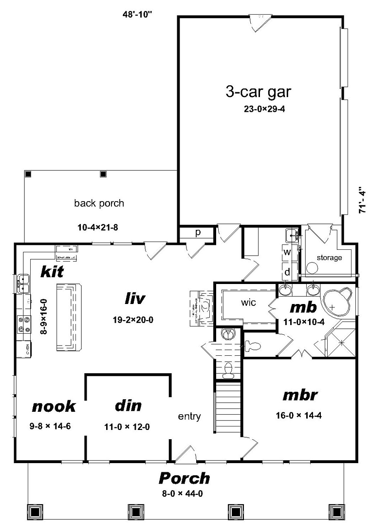 Cottage Country Craftsman Level One of Plan 51527