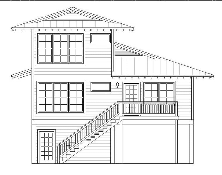 Coastal Rear Elevation of Plan 51528