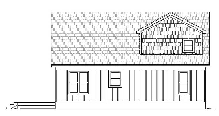 Contemporary Traditional Rear Elevation of Plan 51531