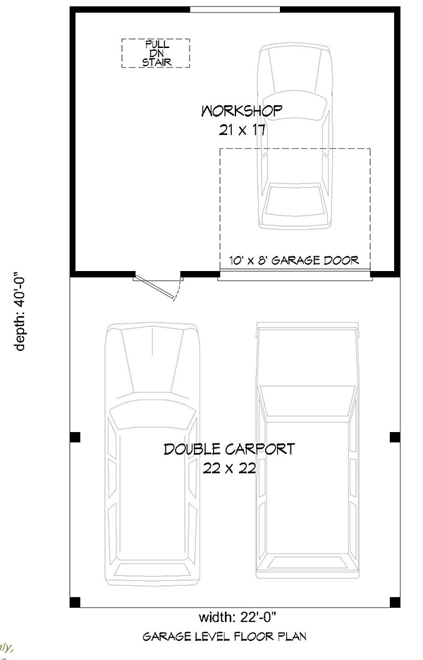 2 Car Garage Plan 51536 Level One
