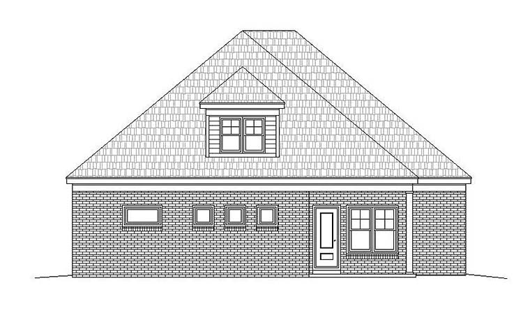 Southern Traditional Rear Elevation of Plan 51540